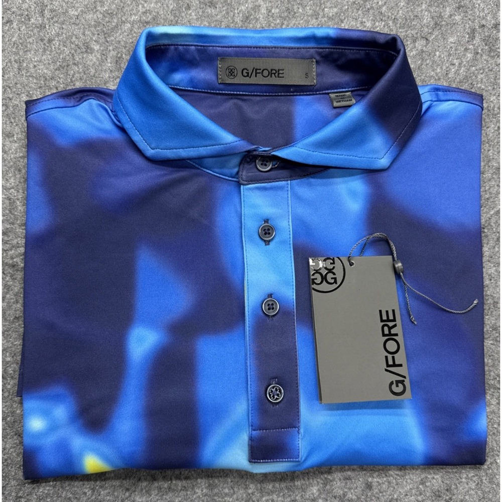 G/FORE Performance Fabric Bokeh Blur Tech Jersey Polo Shirt Mens Small Wicking